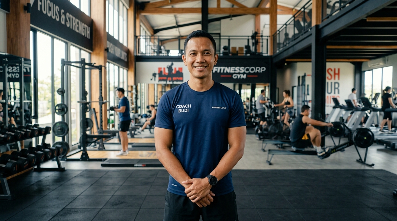 Coach Budi Santoso di Fitness Studio